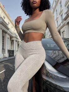 Rovax Scoop Neck Crop Sports Tee - Grey - View 5