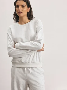 Ocili Solid Drop Shoulder Lounge Top - Light Grey - View 4