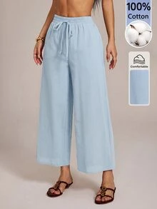SHEIN PETITE 女士長褲 - 淺藍色 - 查看 7