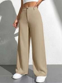 SHEIN PETITE Women Pants - Camel - View 1