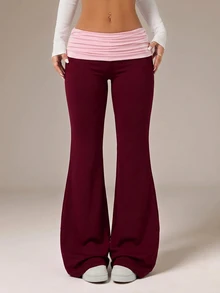 SHEIN PETITE Women Pants - Burgundy - View 1