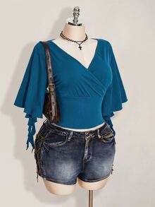 SHEIN ICON Camisetas de Tallas grandes - Neblina azul - Ver 5