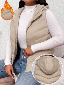 SHEIN Frenchy Plus Size Winter Coats - Cream - View 1