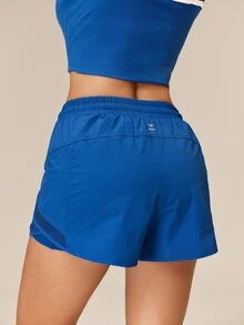 OutZeal Contrast Mesh Drawstring Waist Sports Shorts - Royal Blue - View 9