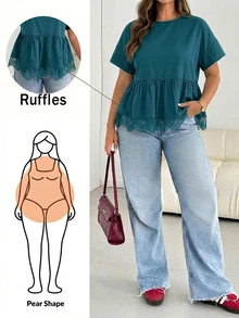 SHEIN Essnce Plus Size Blouses - Dark Green - View 6
