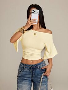 SHEIN PETITE 女士T恤 - 淡黃色 - 查看 5