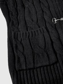 ROMWE Grunge Punk Mock Neck Cable Knit Sweater Vest - Black - View 4
