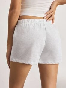 Ocili Drawstring Waist Lounge Shorts - Light Grey - View 3