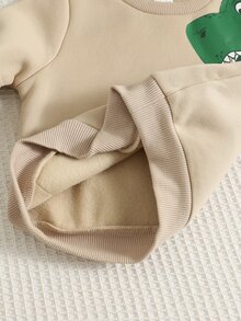 SHEIN 男嬰恐龍印花 3D 設計袋鼠口袋運動衫與運動長褲套裝 - 彩色 - 查看 9