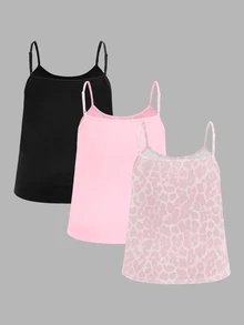 SHEIN EZwear Plus 3pcs Round Neck Ruched Cami Top - Multicolor - View 2