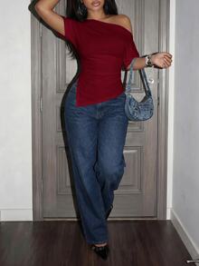 Slaydiva Women T-Shirts - Burgundy - View 3