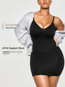 SHAPORA Women's Comfortable Skin-Friendly Plus Size Shaping Dress - Black - View 1
