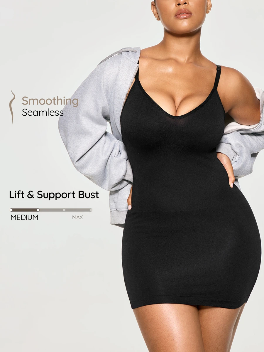 SHAPORA Women's Comfortable Skin-Friendly Plus Size Shaping Dress - Black - View 1