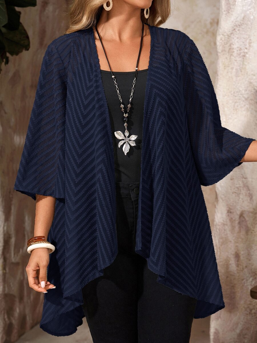 EMERY ROSE Plus Size Coats - Navy Blue - View 1