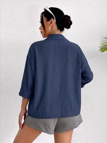 SHEIN PETITE 女士襯衫 - 深灰色 - 查看 6