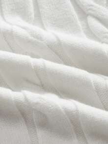 SWAVVY Men's Casual Loose Knit Long Sleeve Sweater, Fashionable Daily Wear, Cable Knit - White - View 6
