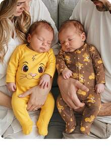 SHEIN Newborn Baby Pajamas - Yellow - View 1