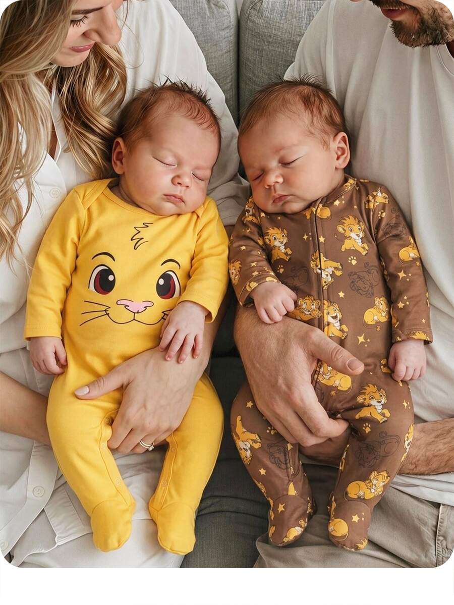SHEIN Newborn Baby Pajamas - Yellow - View 1