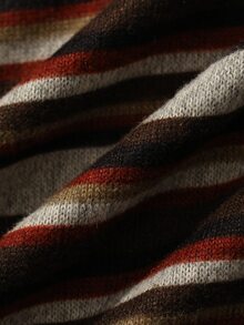 Dazy Plus Autumn New Striped Loose Casual Plus Size T-Shirt - Brown - View 3