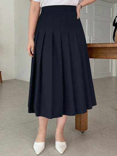 Dazy Plus Pleated Skirt, Versatile Commuter Office Wear, Spring Summer Autumn Mid-Length Skirt