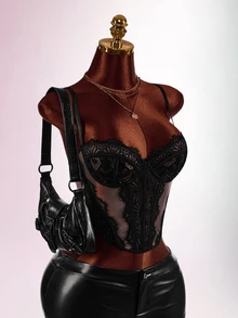 Amplova Women's Sexy Lace Sheer Camisole - Black - View 4