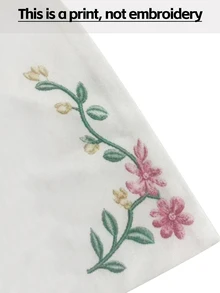 Resyla 大尺碼女款柔粉色對比白領花卉印花 Polo 短袖 V 領通勤顯瘦百搭 T 恤 - 彩色 - 查看 3
