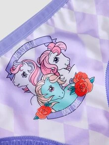 Chillnights My Little Pony X SHEIN 3pcs Cartoon Print Lace Patchwork Triangle Panties Set - Multicolor - View 4