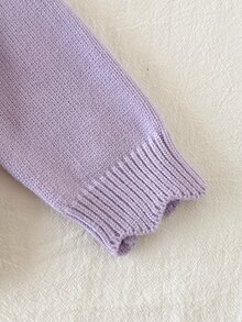 Young Girl Autumn/Winter Casual Colorblock Patchwork Collar Sweater - Mauve Purple - View 4