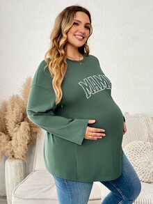 Plussiva ملابس علوية رضاعة للأمومة بمقاس كبير مطبوعة بحروف - أخضر - مشاهدة 8