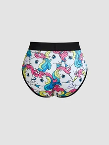 Chillnights My Little Pony X SHEIN Set Lingerie Camisole Motif Unicorn Pelangi 4 Potong - MultiWarna - View 7