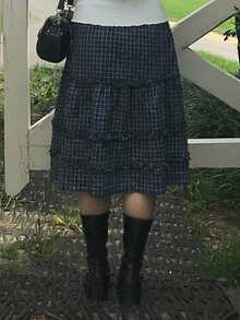 Dazy Plus Korean Style Plaid Skirt For Girls, Spring Summer Autumn All-Season Versatile - Navy Blue - View 3