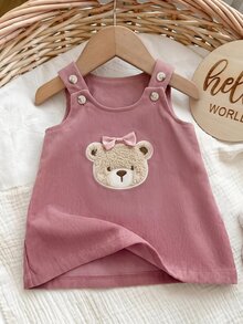 SHEIN 新生女嬰可愛卡通圖案背心裙 - 粉色 - 查看 5
