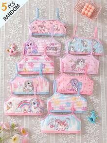 Random 5- Piece,Cute Unicorn Elements With Short Camisoles For Girls - Multicolor - View 1