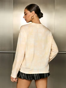 Betty Boop x SHEIN Women's Cartoon Print Long Sleeve T-Shirt - Light Yellow - View 2