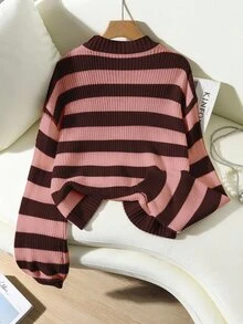 Franclia Autumn/Winter Casual Color-Block Striped Sweater - Multicolor - View 2