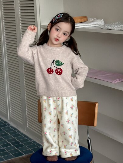 DAZY Infant/Toddler (Girl) Loose Fit All-Over Print Korean Style Floral Comfortable Lounge Pants