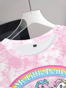 My Little Pony X SHEIN Plus Size Tie-Dye Cartoon Print Crew Neck Sweatshirt Fall - White - View 4