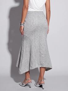 Normani V-Waist Asymmetrical Hem Mermaid Skirt - Grey - View 3