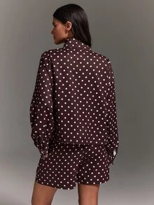 Athîral 女款休閒夾克與短褲兩件套，秋冬款 - 棕色 - 查看 2