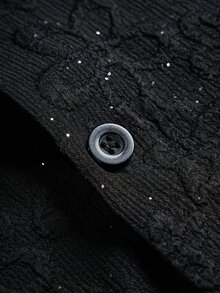 PAVTROS 男士亮面短袖單排扣襯衫與短褲套裝 - 黑色 - 查看 4
