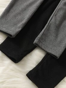 Toddler Girls 2Pcs Fleece Lined Ruffle Skirted Leggings Cozy Bow Print Elastic High Waist Pants For Fall Winter Spring School Daily Dance - Multicolor - View 6