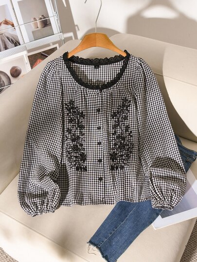 CosyJoli Blusa de encaje ajustada casual para vacaciones de mujer, verano/otoño, cuello de solapa, ribete de volantes, lazo delantero, manga larga, amarillo pálido