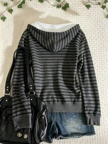 IslaSuriya Women's Casual Striped Hooded Sweatshirt, Autumn - Multicolor - View 2