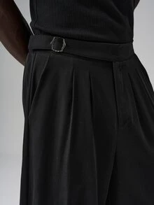 STYNVO Pantalones de unicolor versátiles para el trayecto diario de moda para hombres - Negro - Ver 4