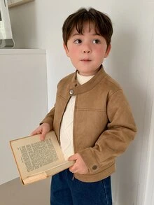 DAZY Infant (Boy) Long Sleeve Solid Color Suede Fleece Spring/Autumn Korean Style Jacket - Brown - View 7