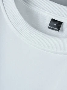 Manfinity Homme Men's Plus Size Solid Color Casual Versatile Daily Wear Top - White - View 6