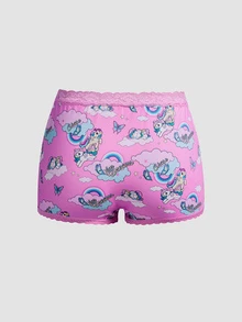 Chillnights My Little Pony X SHEIN Celana Pendek Hipster Motif Kartun Pony Dream dengan Patchwork Renda - MultiWarna - View 7