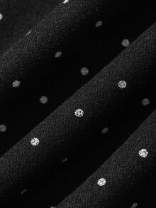 Dazy Plus Lace Patchwork Polka Dot All-Over Print Short Waist-Cinching Dress, Sleepwear - Black - View 6