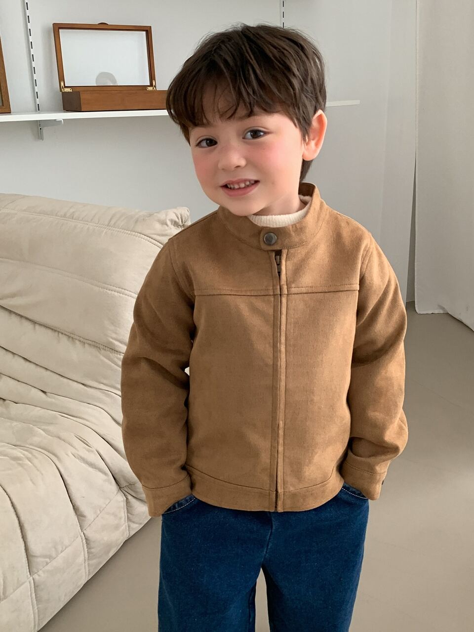 Infant (Boy) Long Sleeve Solid Color Suede Fleece Spring/Autumn Korean Style Jacket
