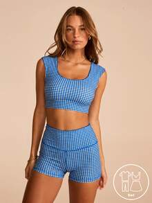 Aralina Conjunto de top y shorts con lunares - Agua verde azul - Ver 3
